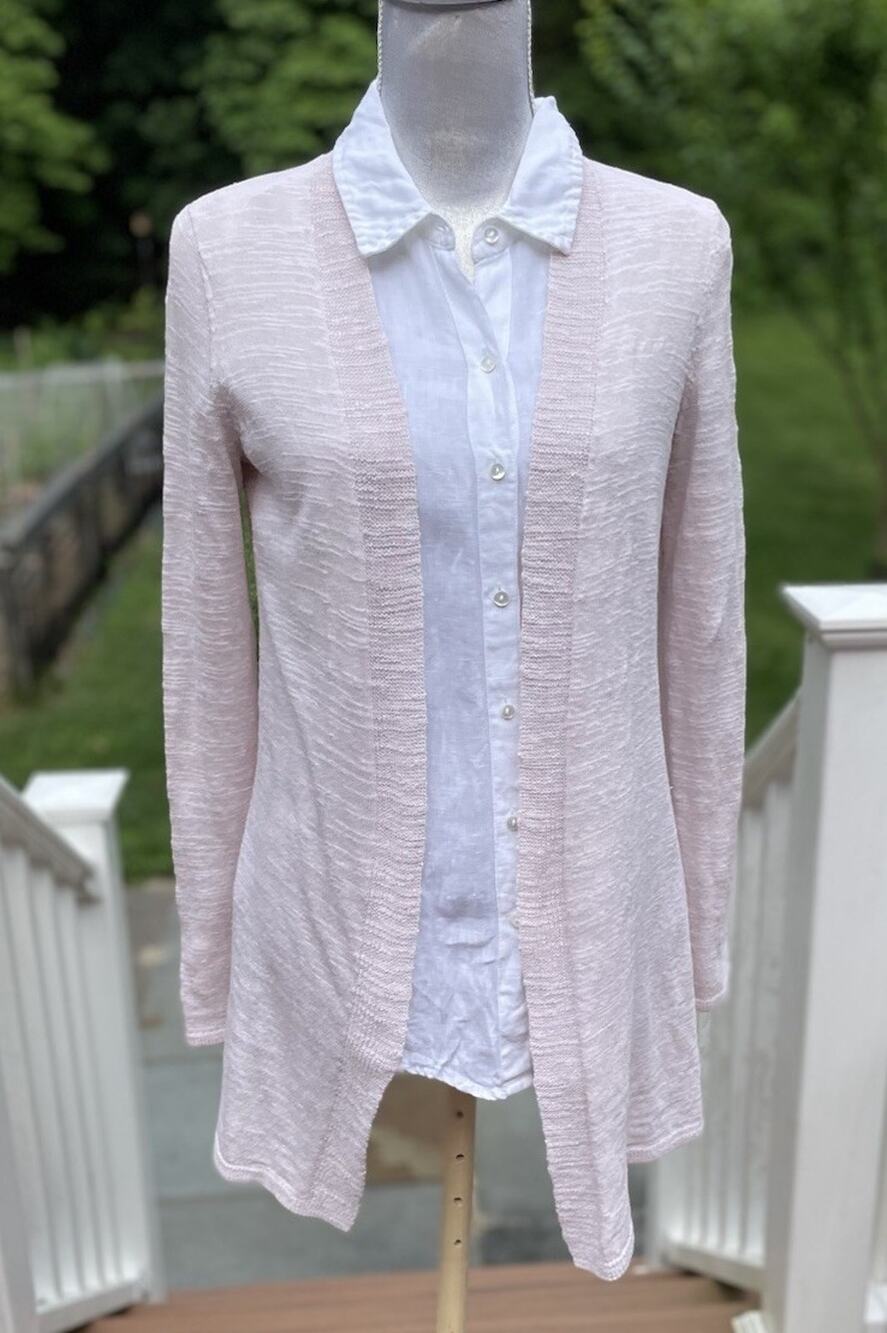 Denver Hayes Petal Pink Soft Girl Long Line Cotton Cardigan Sweater, Size Small